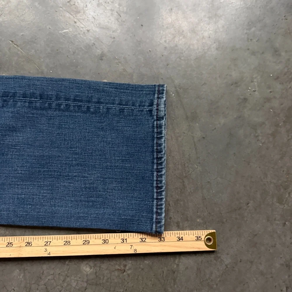 True Religion Jeans Mens 34x33 Blue Ricky Flap Pocket Straight USA Made Cotton